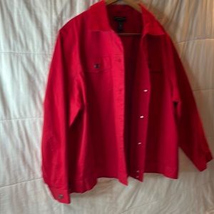 Charter Club Women’s Trendy Red Button Down Jean Jacket 3XL